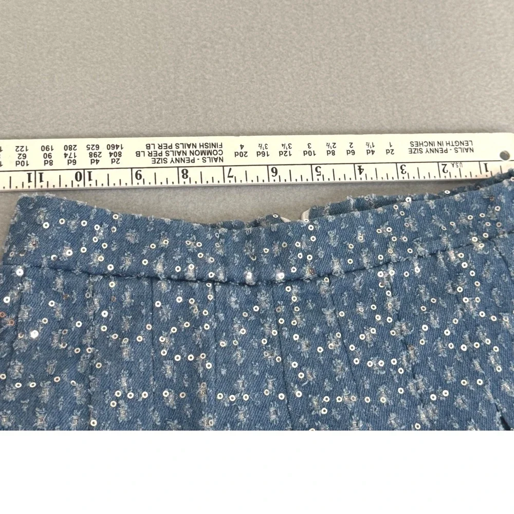 Lola + The Boys Sequin Skirt Sz 10 Blue Silver Sparkly Pleated School Girl Party